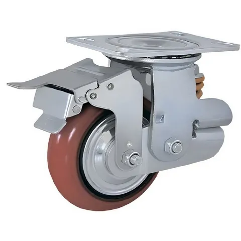 SSLpb 63 - Подпружиненное большегрузное полиуретановое колесо 150 мм (поворот. с тормозом, площадка, шарикоподш.)