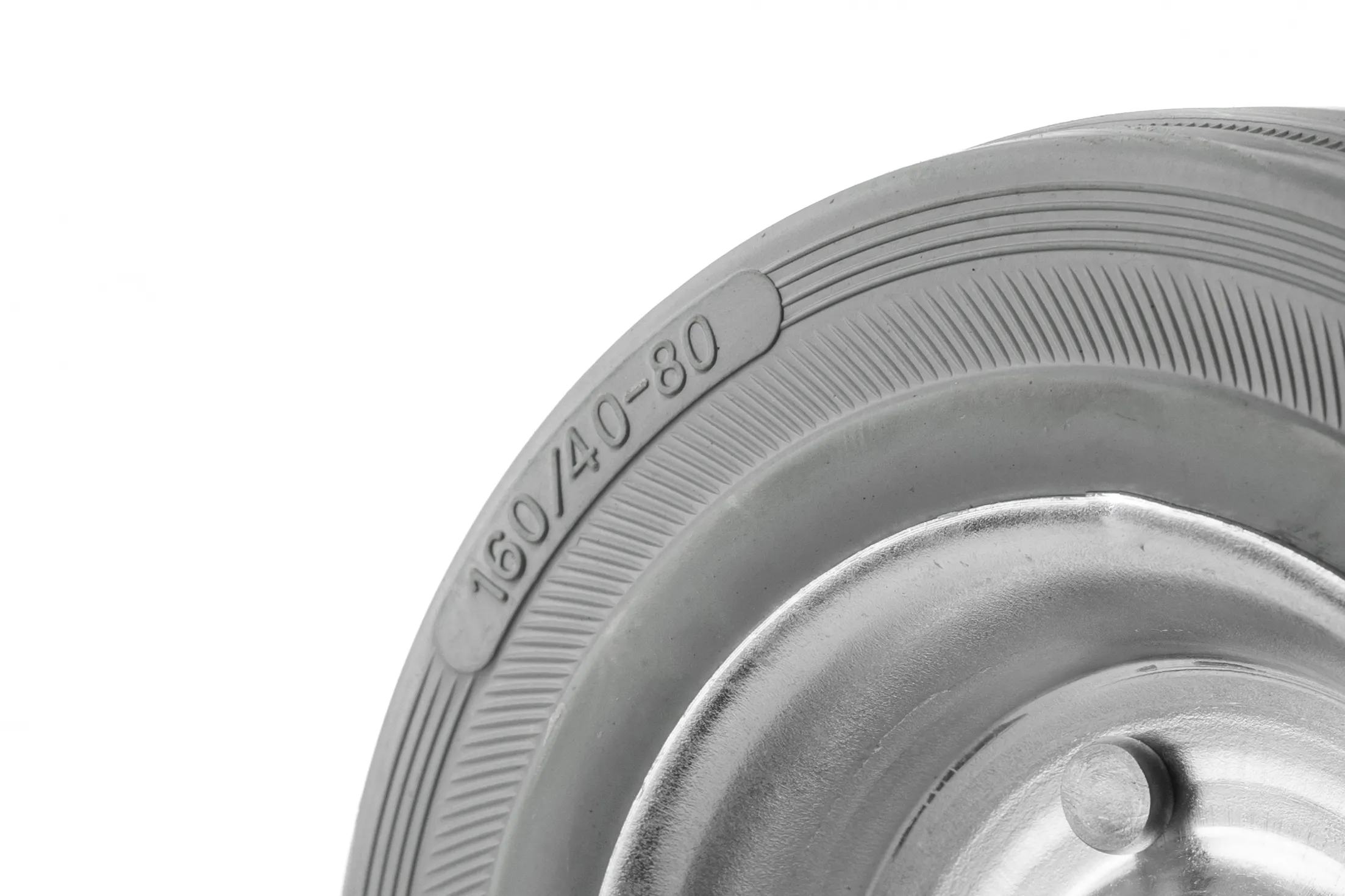 Промышленное колесо 160 мм (площадка, неповоротное, серая резина, роликоподшипник) - FC 63 f